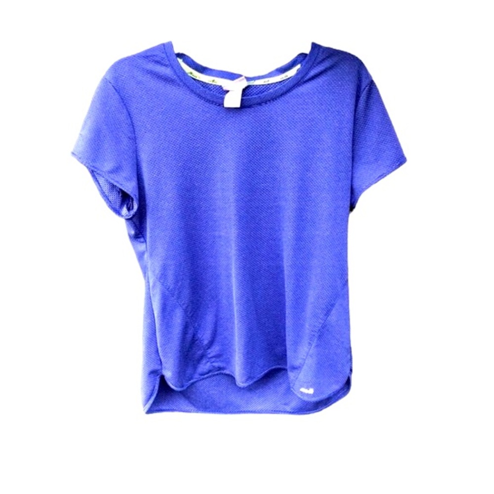 AVIA Athletic Top Tee Shirt Large Atheleisure Solid Blue Flattering Cut